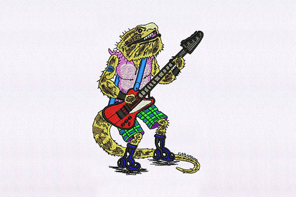 Guitarist Iguana Embroidery