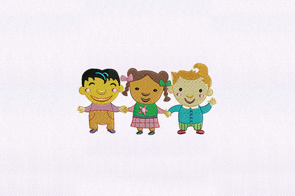 Playing Kids Embroidery Design