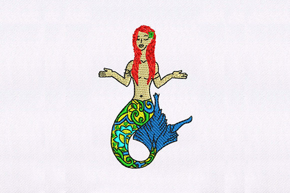 Refreshing Mermaid Embroidery Design