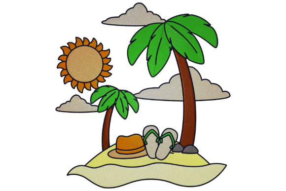 Vacation Island Embroidery
